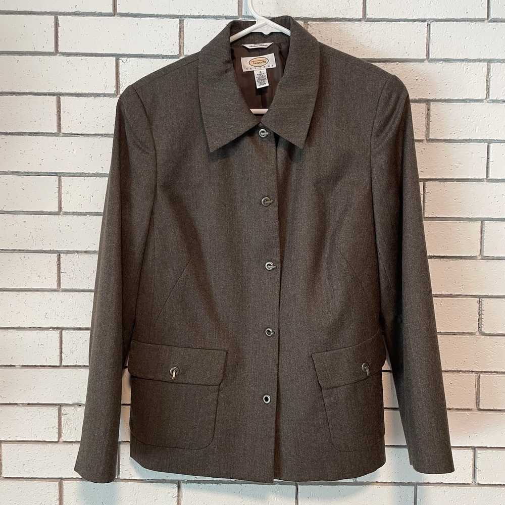 Vintage Talbots Petites Size 8 Brown Wool Blazer Italian Fabric 100% Wool